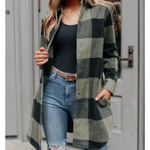 Green and black shacket